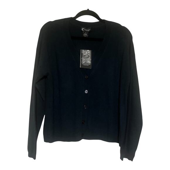 C by Bloomingdale's 100% Cashmere Knit Buttoned Cardigan Sweater Dark Green Sz S - Picture 2 of 7